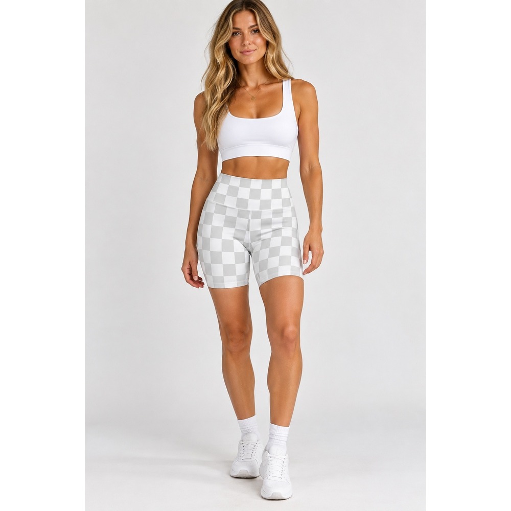 Jess Lea Checkered Dreams Grey Area Biker Shorts Small NWT 25050001S